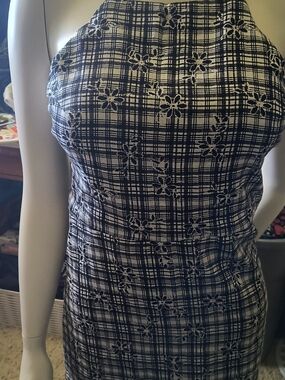 Urban Outfitters Black & White Strapless Plaid Floral Dress